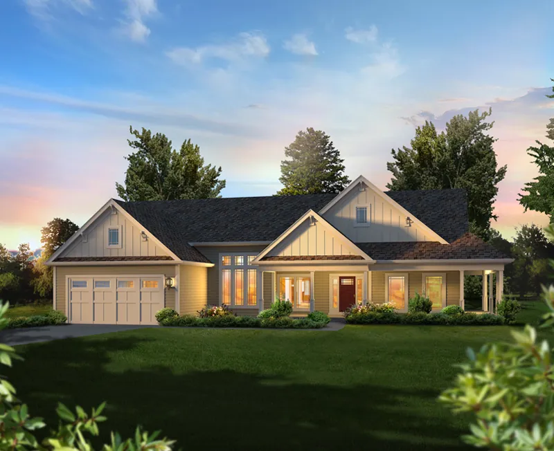 Country House Plan Front of Home - Avery Craftsman Ranch Home 121D-0030 - Search House Plans and More