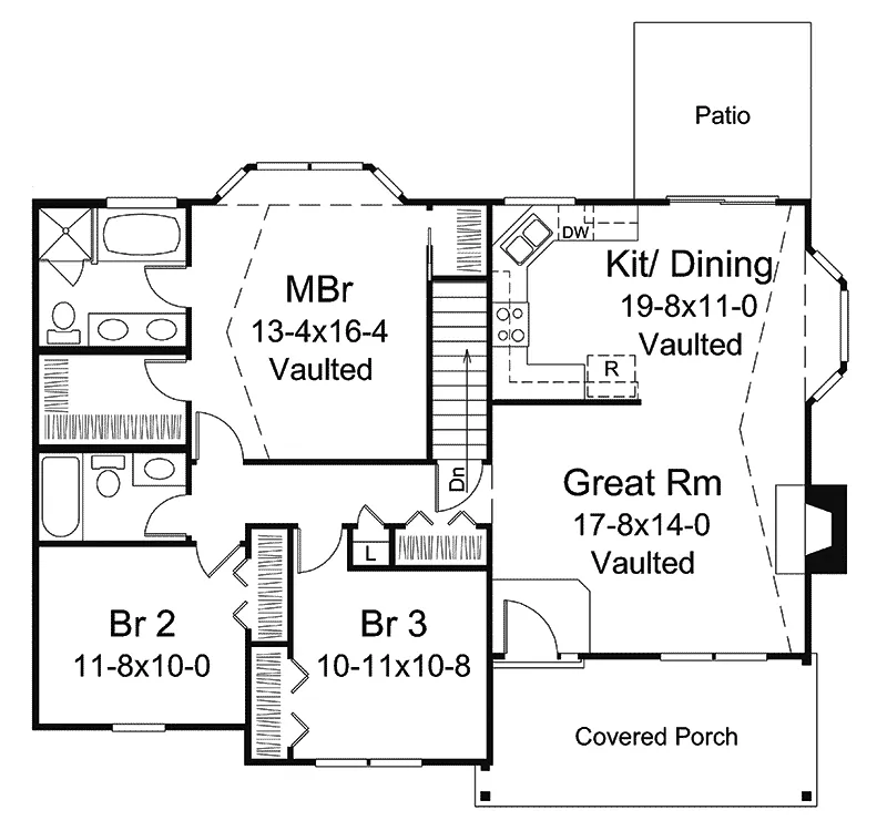 Ranch House Plan First Floor - Brianna Country Ranch Home 121D-0031 - Search House Plans and More