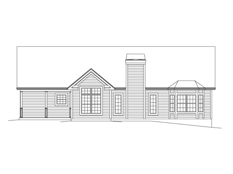 Country House Plan Rear Elevation - Claire Country Ranch Home 121D-0036 - Search House Plans and More