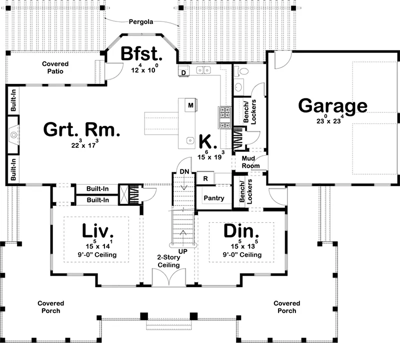 Colonial Home Plan First Floor 123S-0035