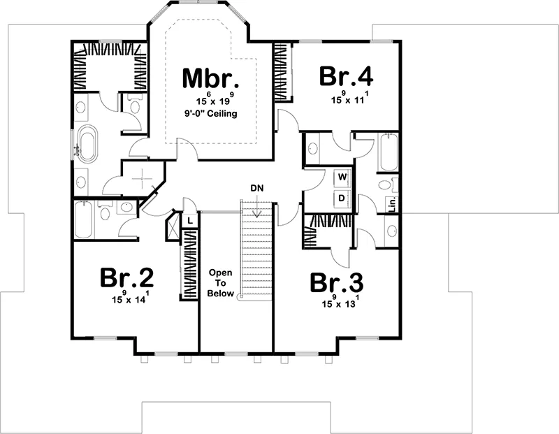 Colonial Home Plan Second Floor 123S-0035