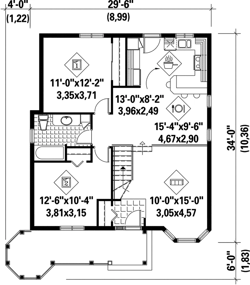 Cabin & Cottage House Plan First Floor - Banbridge Country Ranch Home 126D-0016 - Search House Plans and More