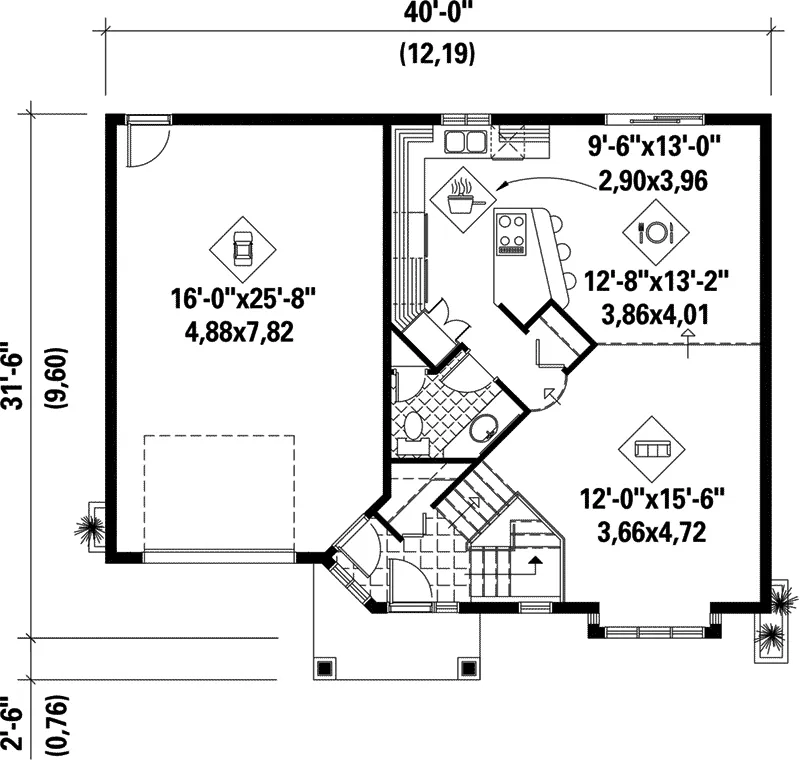 Modern House Plan First Floor - Posley Split-Level Home 126D-0118 - Shop House Plans and More