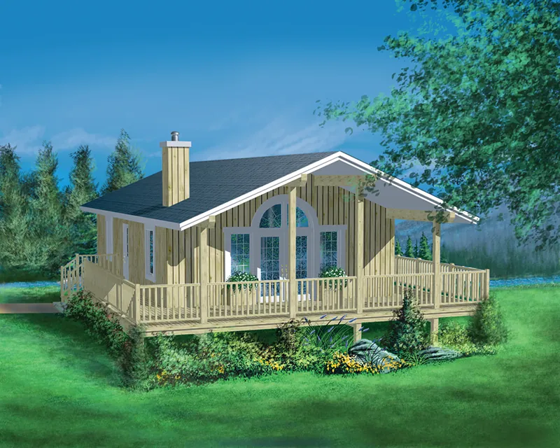 Ranch House Plan Front of Home - Sinclair Shores Vacation Cottage 126D-0162 - Shop House Plans and More