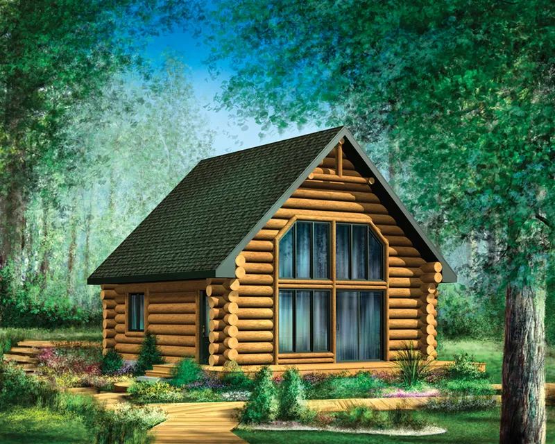 Cabin & Cottage House Plan Front of Home - Pioneer Ridge Log Cabin 126D-1038 - Shop House Plans and More
