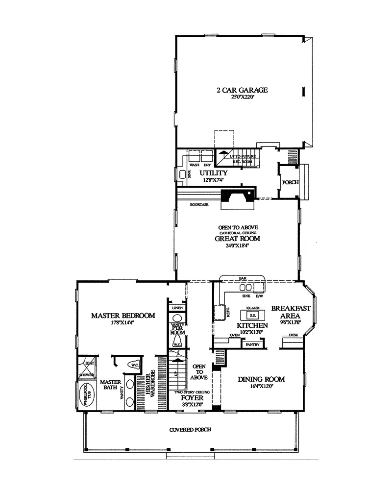 Cape Cod & New England House Plan First Floor - Quail Ridge Cottage Home 128D-0003 - Shop House Plans and More