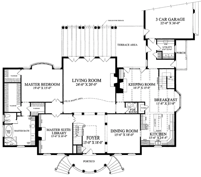 Traditional House Plan First Floor - Staunton Hill Colonial Home 128D-0006 - Shop House Plans and More