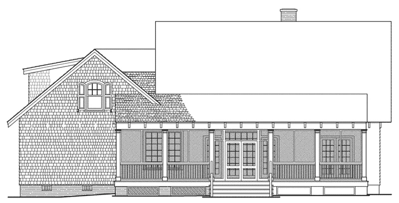 Rustic House Plan Rear Elevation - Bella Vista Falls Shingle Home 128D-0026 - Search House Plans and More