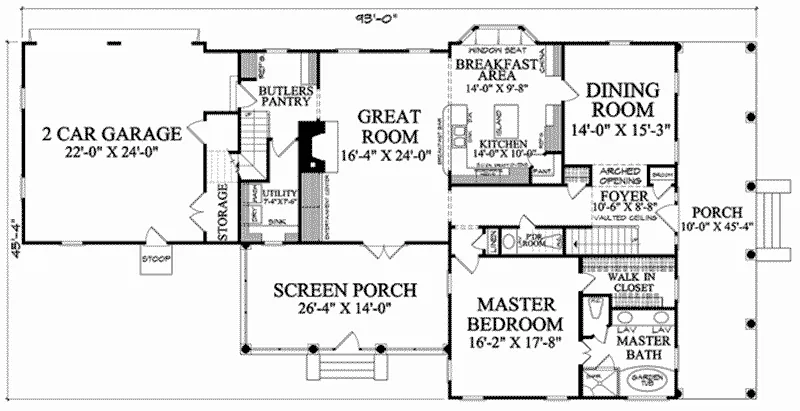 Acadian House Plan First Floor - Chesnutridge Shingle Home 128D-0051 - Search House Plans and More