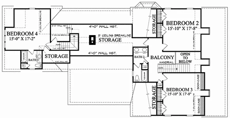Shingle House Plan Second Floor - Chesnutridge Shingle Home 128D-0051 - Search House Plans and More