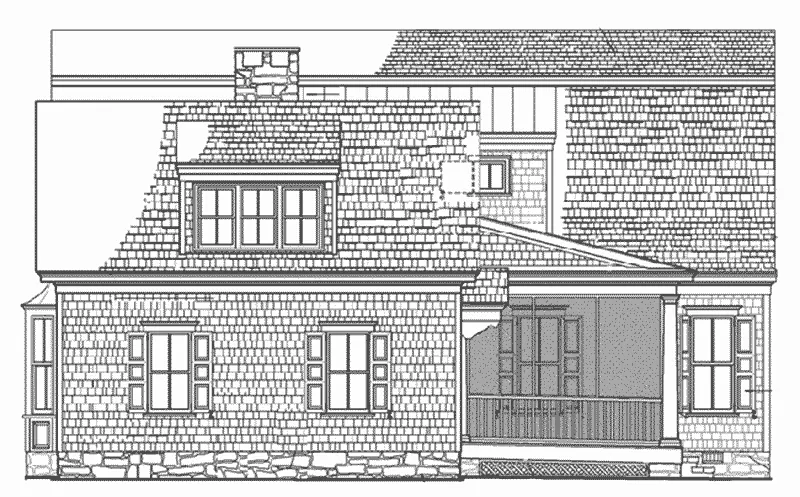 Shingle House Plan Rear Elevation - Chesnutridge Shingle Home 128D-0051 - Search House Plans and More