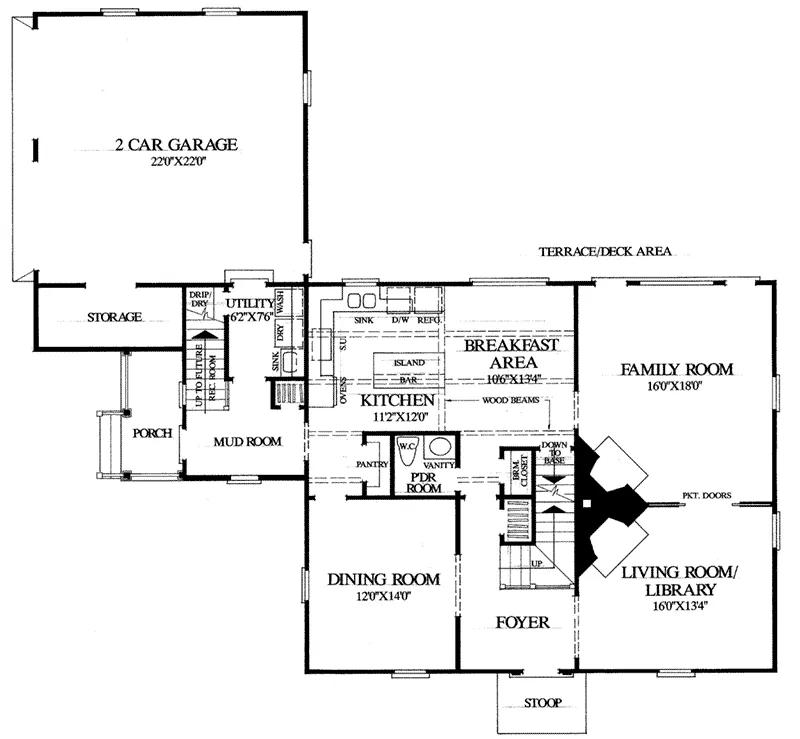 Colonial House Plan First Floor - Guilford Hill Colonial Home 128D-0075 - Search House Plans and More