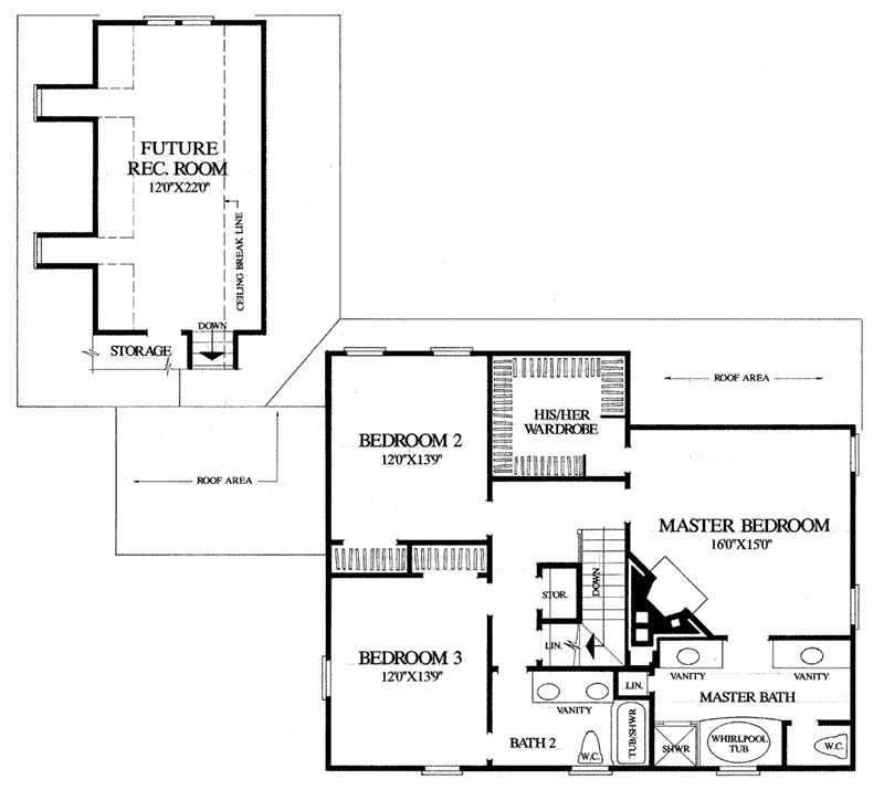 Colonial House Plan Second Floor - Guilford Hill Colonial Home 128D-0075 - Search House Plans and More