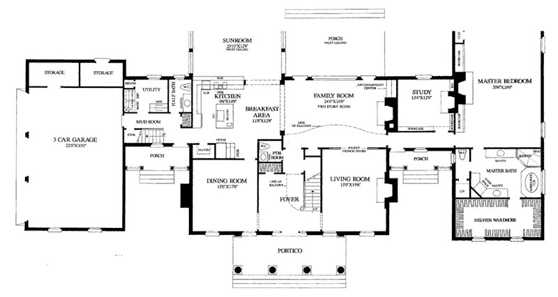 Traditional House Plan First Floor - Richmond Bend Plantation Home 128D-0115 - Shop House Plans and More