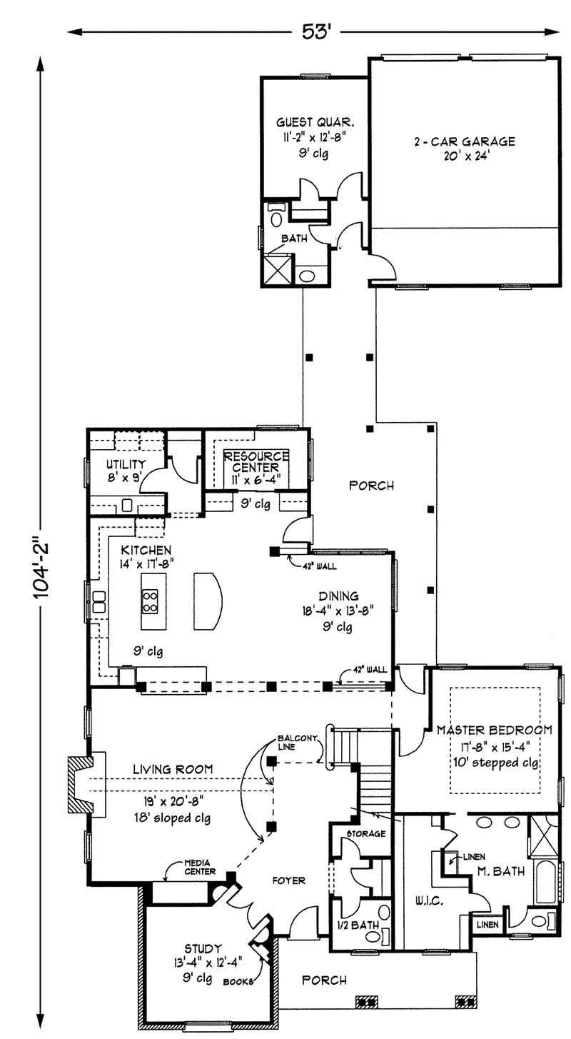 Ranch Home Plan First Floor 137D-0004