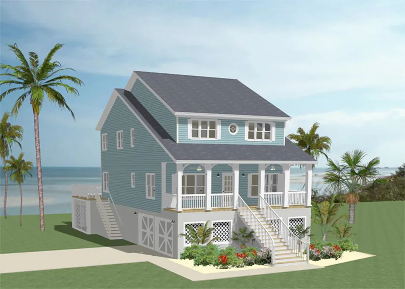 Waterfront House Plan Front of Home - Carteret Coastal Beach Home 139D-0005 - Search House Plans and More