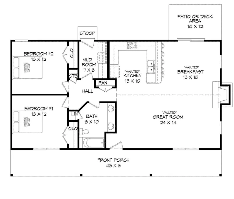 Vacation House Plan First Floor - Parson Grove Ranch Home 141D-0013 - Shop House Plans and More