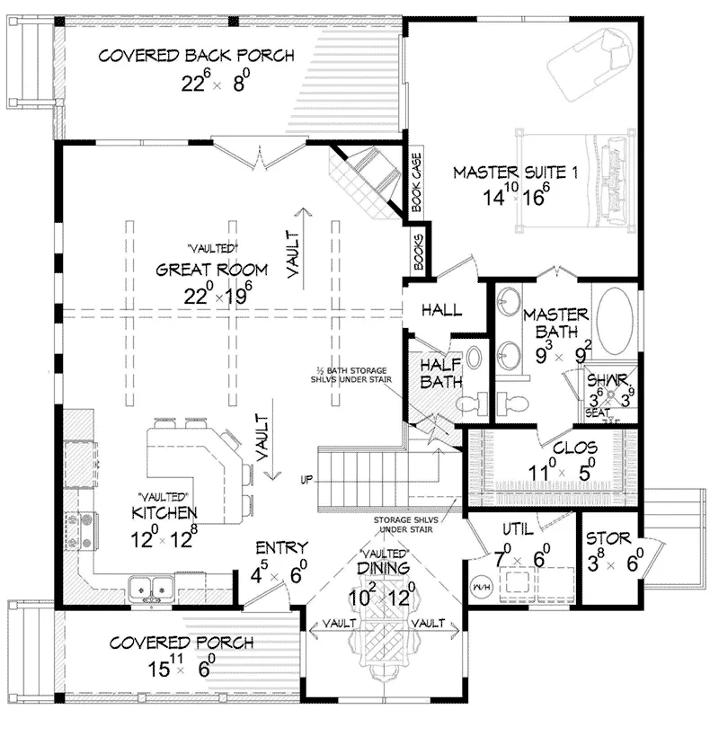 Lake House Plan First Floor - Aurora Springs Craftsman Home 141D-0022 - Search House Plans and More