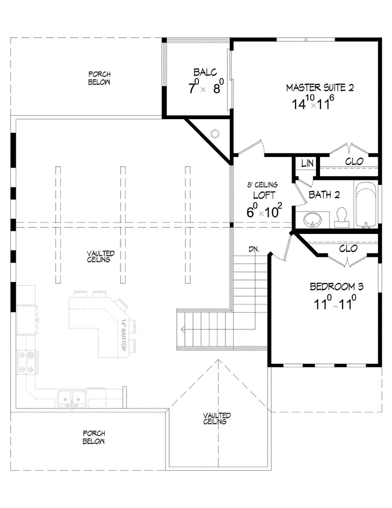 Lake House Plan Second Floor - Aurora Springs Craftsman Home 141D-0022 - Search House Plans and More
