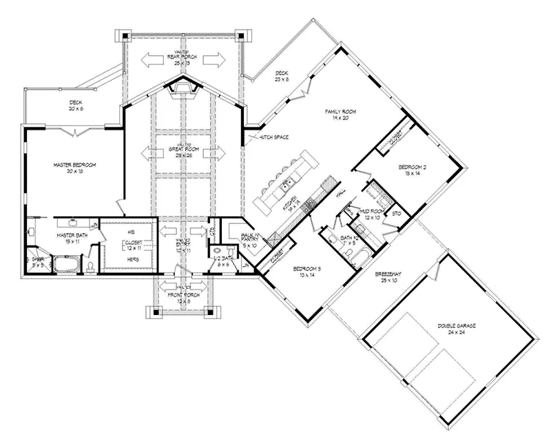 Waterfront House Plan First Floor - 141D-0050 - Shop House Plans and More