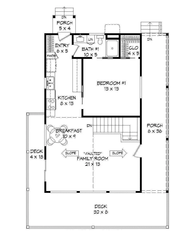 Ranch Home Plan First Floor 141D-0116