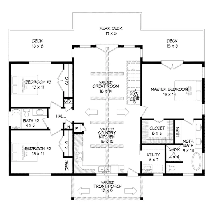 Southern House Plan First Floor - 141D-0392 - Shop House Plans and More