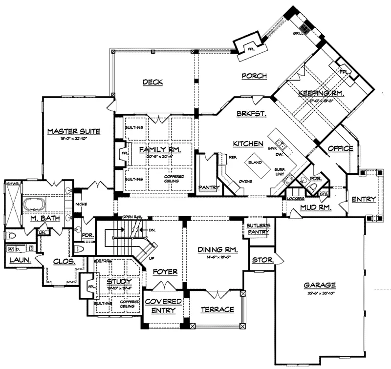 Country French Home Plan First Floor 149D-0002