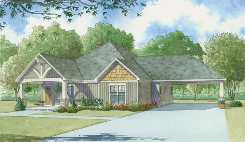 Arts & Crafts House Plan Front of Home - Treetop Retreat Craftsman Home 155D-0010 - Shop House Plans and More
