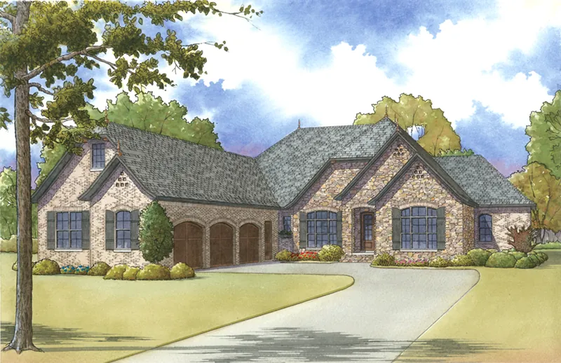 Traditional House Plan Front of Home - Hunt Cliff European Ranch Home 155D-0014 - Search House Plans and More