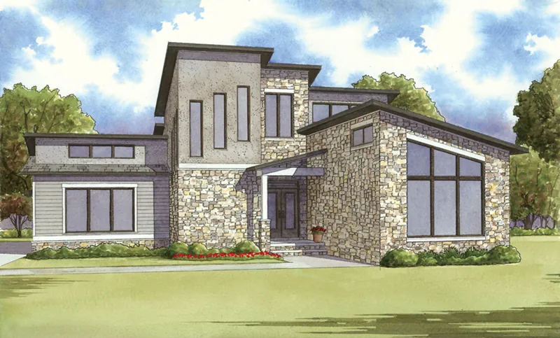 Contemporary House Plan Front of Home - Sunside View Modern Home 155D-0018 - Shop House Plans and More