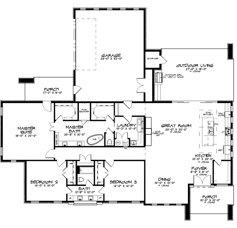 Sunbelt House Plan First Floor - Preston Drive Modern Home 155D-0022 - Shop House Plans and More