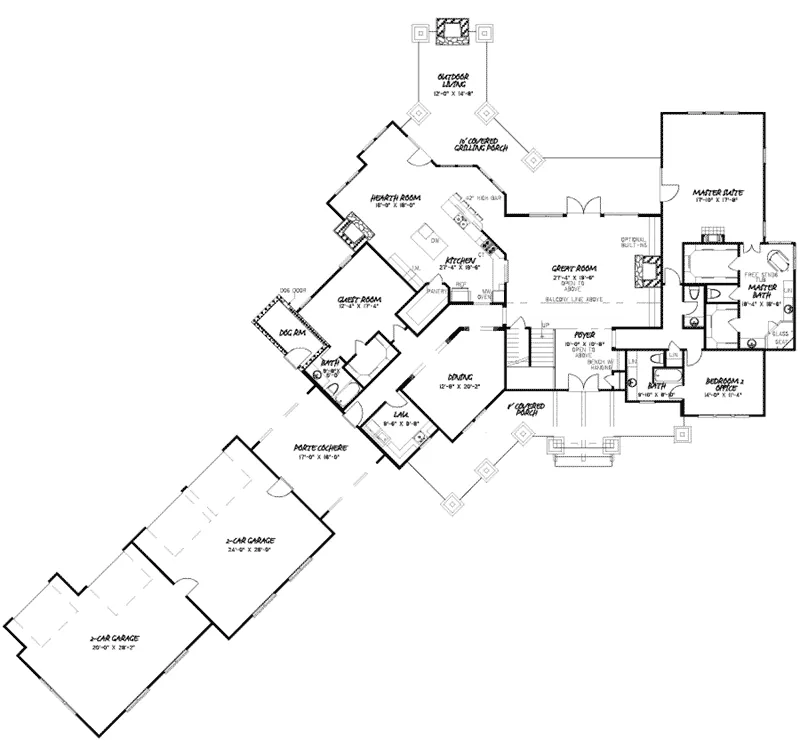Country House Plan First Floor - Eckerson Luxury Home 155D-0036 - Search House Plans and More