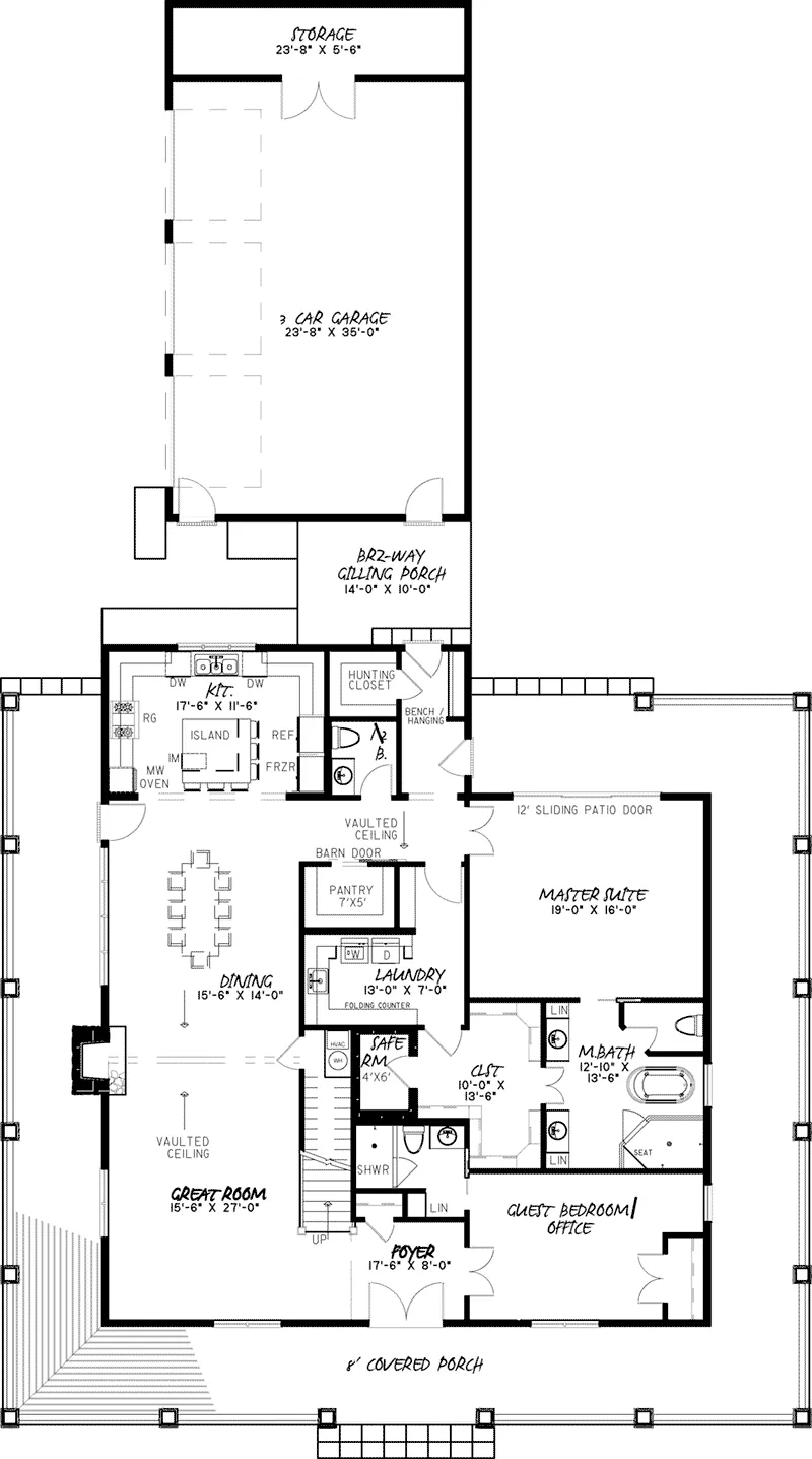 Country House Plan First Floor - Black Bluff Craftsman Home 155D-0049 - Search House Plans and More