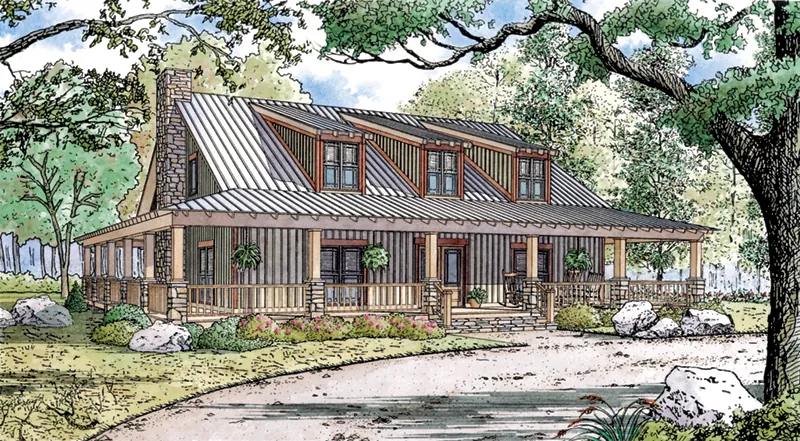 Country House Plan Front of Home - Black Bluff Craftsman Home 155D-0049 - Search House Plans and More