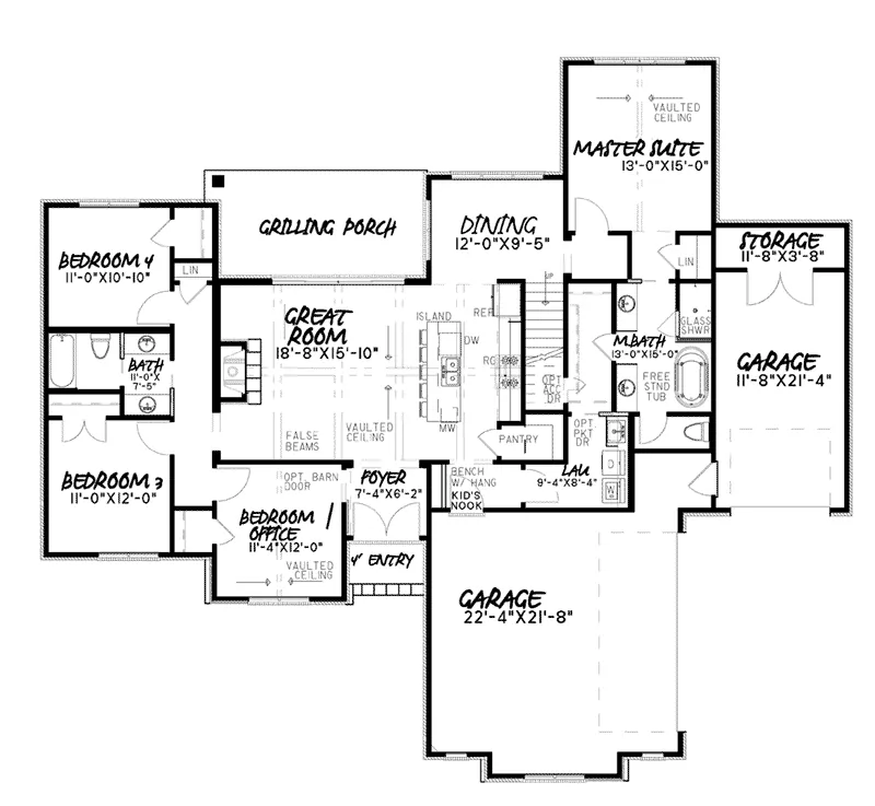 Rustic House Plan First Floor - Crescent Manor European Home 155D-0065 - Search House Plans and More
