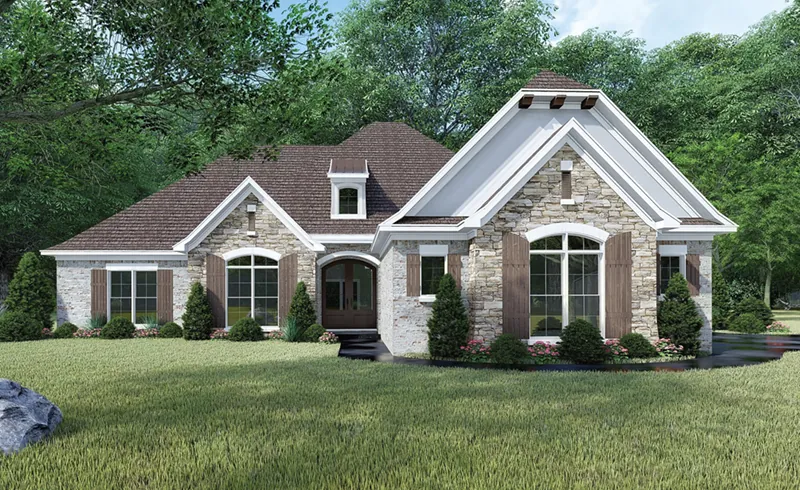 Rustic House Plan Front of Home - Crescent Manor European Home 155D-0065 - Search House Plans and More