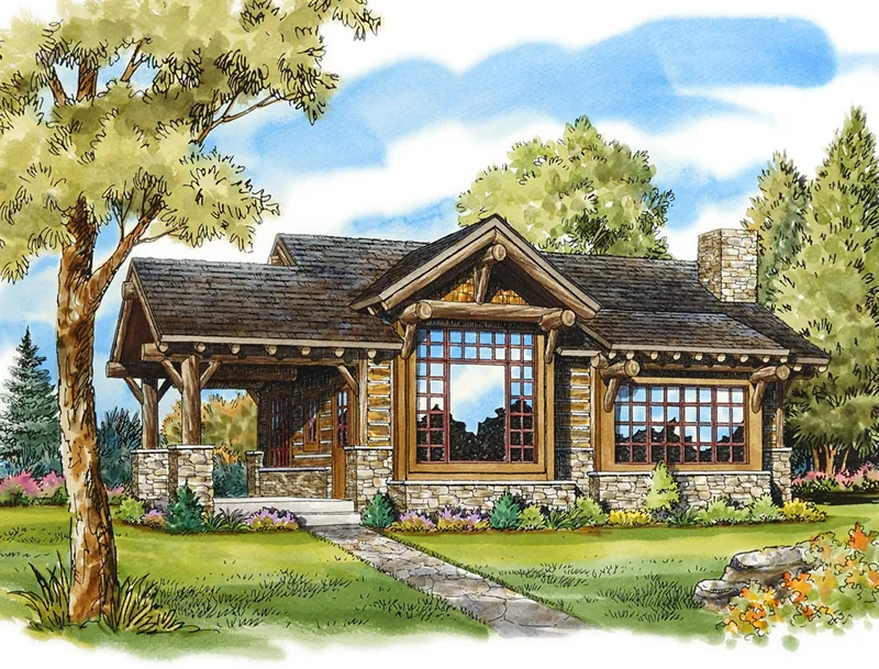 Mountain House Plan Front Image - Cub Creek Rustic Small Home 163D-0004 - Search House Plans and More
