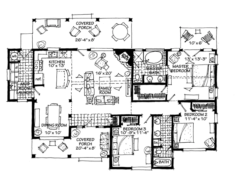 Rustic House Plan First Floor - Sheridan Hill Rustic Log Home 163D-0011 - Shop House Plans and More