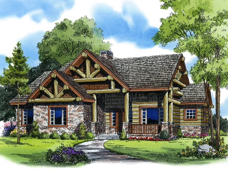 Rustic House Plan Front Image - Sheridan Hill Rustic Log Home 163D-0011 - Shop House Plans and More