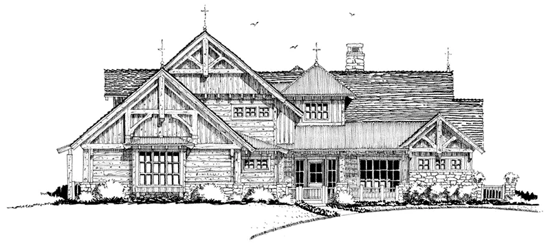 Log Cabin House Plan Front Elevation - Tamano Rustic Craftsman Home 163D-0014 - Shop House Plans and More