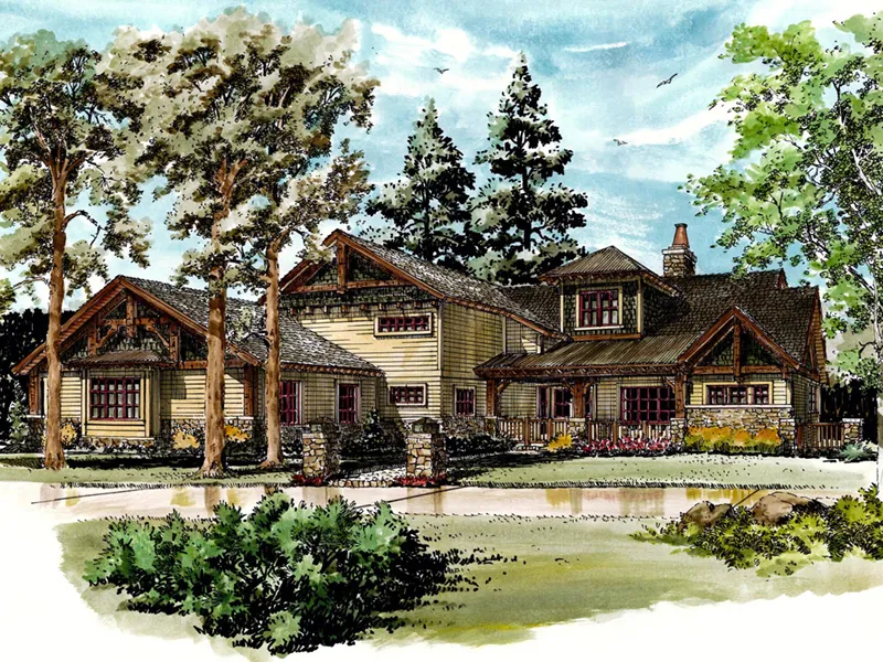 Log Cabin House Plan Front Image - Tamano Rustic Craftsman Home 163D-0014 - Shop House Plans and More