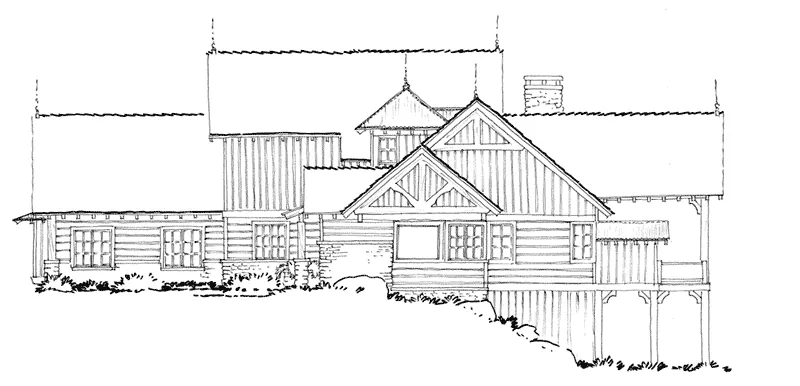 Log Cabin House Plan Right Elevation - Tamano Rustic Craftsman Home 163D-0014 - Shop House Plans and More