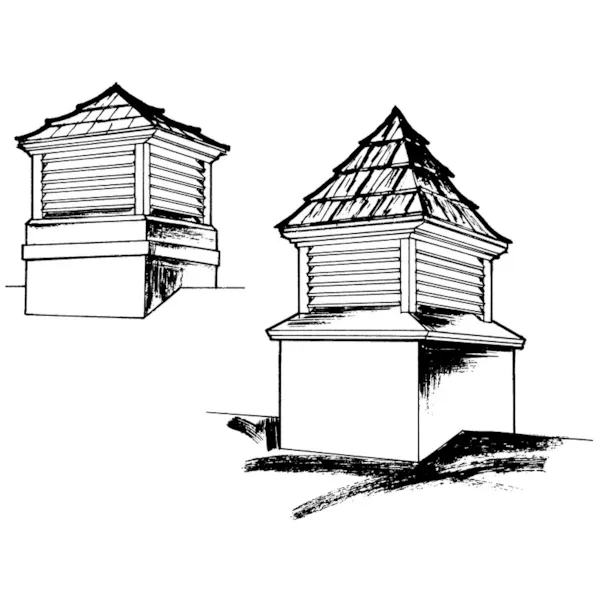 Picture of square shaped wood cupola with ornamentation on top