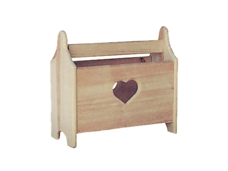 Heart magazine rack offers a place for keeping clutter at bay with charming country style