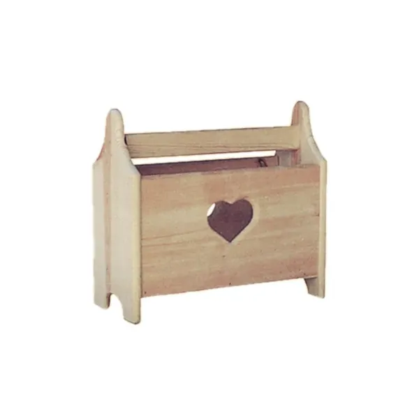 Heart magazine rack offers a place for keeping clutter at bay with charming country style