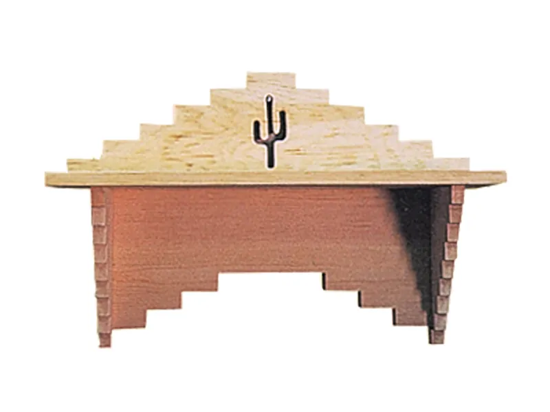 This shelf has a cactus desighn carved into the center for Southwestern style