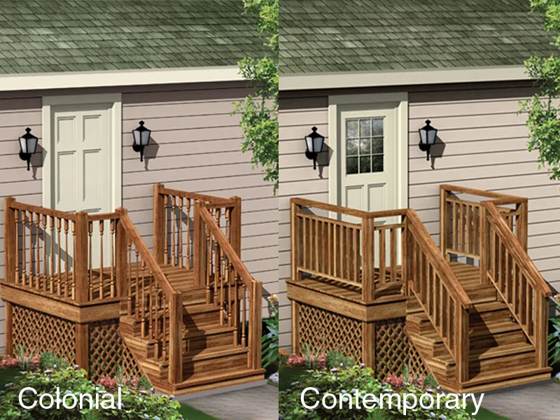 Raised entry porchis all wood and has lattice design below