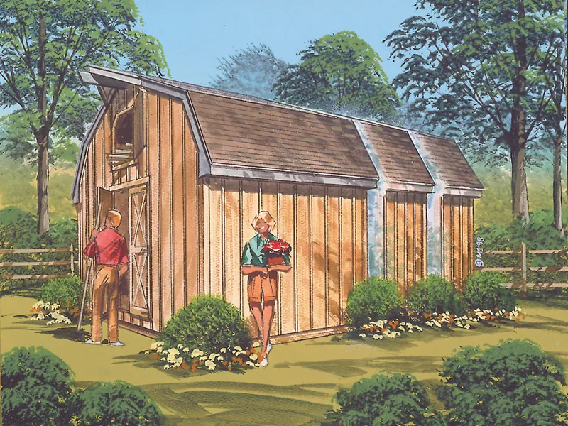 Building Plans Front Image - Marianna Barn Storage Shed 002D-4501 | House Plans and More