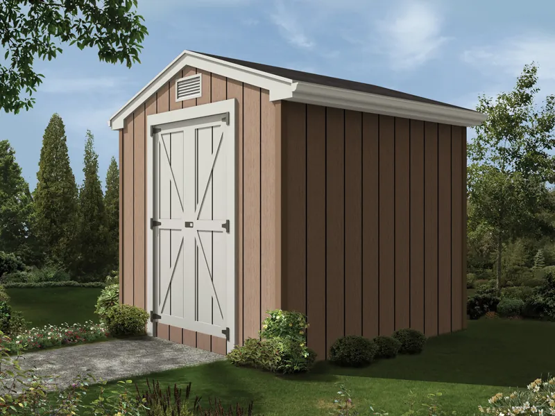 Gable storage shed is not too large for a backyard