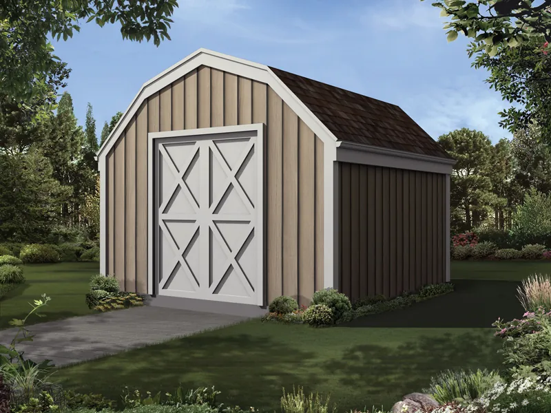 Barn style storage shed with double door